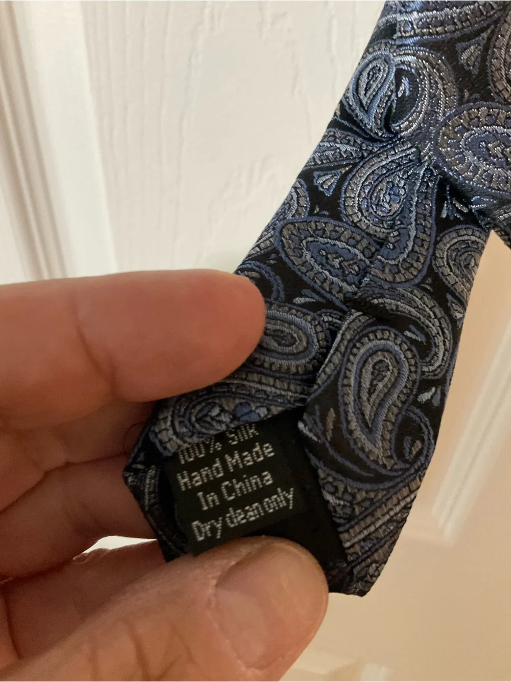 Men's Paisley Pronto Uomo 100% Silk Tie in Navy Blue